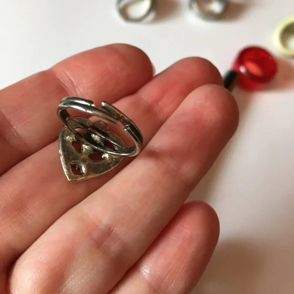 Scrollwork Heart silver tone ring, adjustable sizing